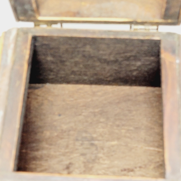 Vintage Wooden Bamboo Jewelry Box Chest Trinket Decor Metal Hinges & Slide Lock. - Picture 4 of 12